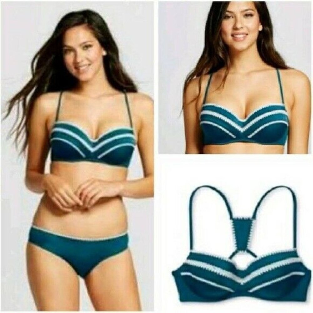 Shade & Shore Teal Push Up Bikini Top 34B